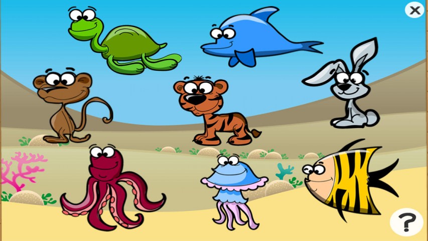 儿童游戏2-5岁左右的海洋动物:游戏,拼图和谜语
