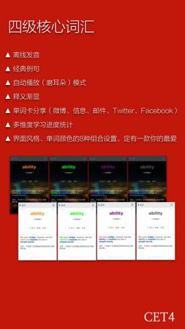 英语四级核心词汇 - 内置离线单词发音,经典例